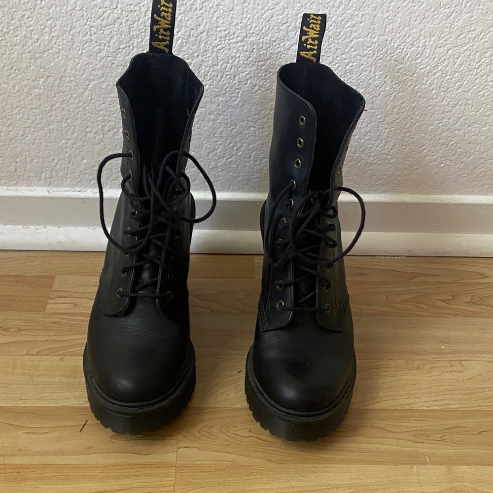 Dr. Martens Black Soft Leather Boots with Heel